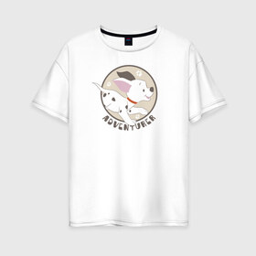 Женская футболка хлопок Oversize с принтом Adventurer в Санкт-Петербурге, 100% хлопок | свободный крой, круглый ворот, спущенный рукав, длина до линии бедер
 | 101 dalmatians | 101 далматинец | disney | vdkimel | дисней