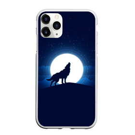 Чехол для iPhone 11 Pro матовый с принтом Воющий на луну в Санкт-Петербурге, Силикон |  | волк вобщий на луну | звезды | луна | небо | ночное небо | полнолуние