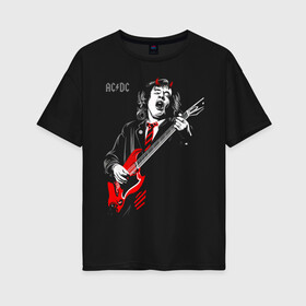 Женская футболка хлопок Oversize с принтом AC DC в Санкт-Петербурге, 100% хлопок | свободный крой, круглый ворот, спущенный рукав, длина до линии бедер
 | ac dc | australian | hard rock | music | rock | rock band | rocknroll | sydney | австралийская | музыка | рок | рок группа | рок н ролл | сидней | хард рок