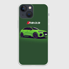 Чехол для iPhone 13 mini с принтом AUDI RS Q3 | АУДИ СПОРТ (Z) в Санкт-Петербурге,  |  | audi | auto | perfomance | q3 | rs | rs q3 | rsq3 | sport | авто | автомобиль | автомобильные | ауди | бренд | ку 3 | ку3 | марка | машины | перфоманс | рс | спорт