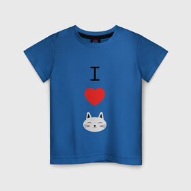 Детская футболка хлопок с принтом Я люблю кошек в Санкт-Петербурге, 100% хлопок | круглый вырез горловины, полуприлегающий силуэт, длина до линии бедер | 