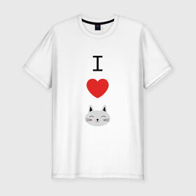 Мужская футболка хлопок Slim с принтом Я люблю кошек в Санкт-Петербурге, 92% хлопок, 8% лайкра | приталенный силуэт, круглый вырез ворота, длина до линии бедра, короткий рукав | 