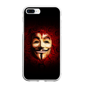 Чехол для iPhone 7Plus/8 Plus матовый с принтом Кровавая маска в Санкт-Петербурге, Силикон | Область печати: задняя сторона чехла, без боковых панелей | красный фон | кровь | лицо в крови | маска | маска в крови | популярная маска | розы