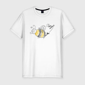 Мужская футболка хлопок Slim с принтом По па шмеля в Санкт-Петербурге, 92% хлопок, 8% лайкра | приталенный силуэт, круглый вырез ворота, длина до линии бедра, короткий рукав | жара | лето | пчелы | солнце | шмели