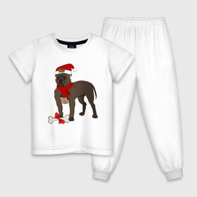 Детская пижама хлопок с принтом Новогодний питбуль в Санкт-Петербурге, 100% хлопок |  брюки и футболка прямого кроя, без карманов, на брюках мягкая резинка на поясе и по низу штанин
 | 