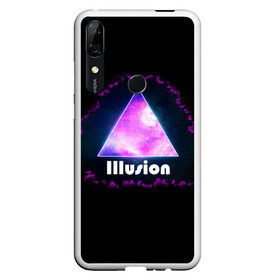 Чехол для Honor P Smart Z с принтом ILLUSION в Санкт-Петербурге, Силикон | Область печати: задняя сторона чехла, без боковых панелей | галактика | звезды | космос | млечный путь | надпись неоновая | неоновый космос | треугольник