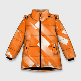 Зимняя куртка для девочек 3D с принтом Оранжевый градиент в Санкт-Петербурге, ткань верха — 100% полиэстер; подклад — 100% полиэстер, утеплитель — 100% полиэстер. | длина ниже бедра, удлиненная спинка, воротник стойка и отстегивающийся капюшон. Есть боковые карманы с листочкой на кнопках, утяжки по низу изделия и внутренний карман на молнии. 

Предусмотрены светоотражающий принт на спинке, радужный светоотражающий элемент на пуллере молнии и на резинке для утяжки. | блеск | геометрия | градиент | линии | оранжевый | полосы