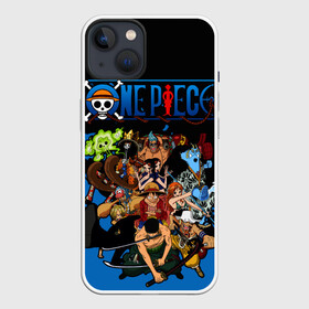 Чехол для iPhone 13 с принтом One Piece синий всплеск в Санкт-Петербурге,  |  | one piece | аниме | все герои | логотип one piece | луффи из one piece