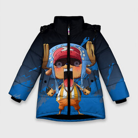 Зимняя куртка для девочек 3D с принтом One Piece Тони Чоппер в Санкт-Петербурге, ткань верха — 100% полиэстер; подклад — 100% полиэстер, утеплитель — 100% полиэстер. | длина ниже бедра, удлиненная спинка, воротник стойка и отстегивающийся капюшон. Есть боковые карманы с листочкой на кнопках, утяжки по низу изделия и внутренний карман на молнии. 

Предусмотрены светоотражающий принт на спинке, радужный светоотражающий элемент на пуллере молнии и на резинке для утяжки. | one piece | аниме | обезьяна д. луффи | олень | тони | тони чоппер