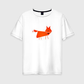 Женская футболка хлопок Oversize с принтом Рыжая лисичка в Санкт-Петербурге, 100% хлопок | свободный крой, круглый ворот, спущенный рукав, длина до линии бедер
 | лиса | лисичка | рыжая | рыжая лисичка