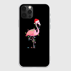 Чехол для iPhone 12 Pro Max с принтом Новогодний Фламинго в Санкт-Петербурге, Силикон |  | 2021 | гирлянда | год быка | дед мороз | новогодний | новогодняя | новый год | птица | рождество | розовый фламинго | с новым годом | фламинго