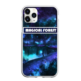 Чехол для iPhone 11 Pro Max матовый с принтом MAGICAL FOREST в Санкт-Петербурге, Силикон |  | звездное небо | магический лес | неоновая пыль | неоновые линии | озеро ночью | отражение в озере | светлячки в лесу