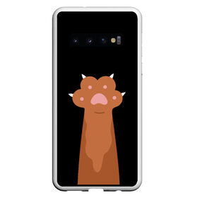 Чехол для Samsung Galaxy S10 с принтом Лапа медведя в Санкт-Петербурге, Силикон | Область печати: задняя сторона чехла, без боковых панелей | Тематика изображения на принте: желтая | звери | лапа | медведь | пятна | шерть