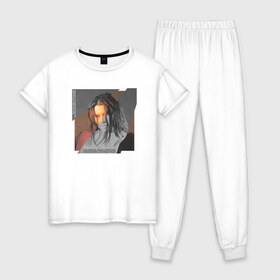 Женская пижама хлопок с принтом Лундмоен - Кривые зеркала в Санкт-Петербурге, 100% хлопок | брюки и футболка прямого кроя, без карманов, на брюках мягкая резинка на поясе и по низу штанин | 