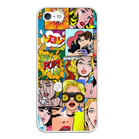 Чехол для iPhone 5/5S матовый с принтом Pop Art в Санкт-Петербурге, Силикон | Область печати: задняя сторона чехла, без боковых панелей | Тематика изображения на принте: pop art | wow | девушки | искусство | поп арт | стиль