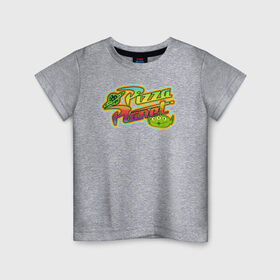 Детская футболка хлопок с принтом Pizza Planet в Санкт-Петербурге, 100% хлопок | круглый вырез горловины, полуприлегающий силуэт, длина до линии бедер | pixar | pizza planet | toy story | vdzabma | история игрушек | пиксар
