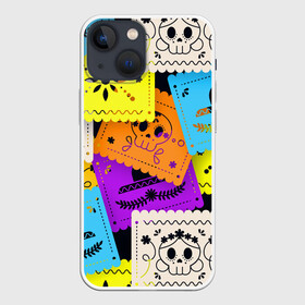 Чехол для iPhone 13 mini с принтом Color pattern в Санкт-Петербурге,  |  | flower | hat | hipster | skull | узор | хипстер | цветок | череп | шляпа