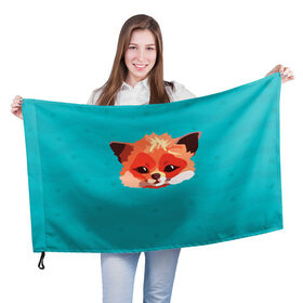 Флаг 3D с принтом Лисичка в Санкт-Петербурге, 100% полиэстер | плотность ткани — 95 г/м2, размер — 67 х 109 см. Принт наносится с одной стороны | fox | lisa | teal and orange | зверек | лиса | лисенок | лисичка | мода | стиль | тилэндоранж
