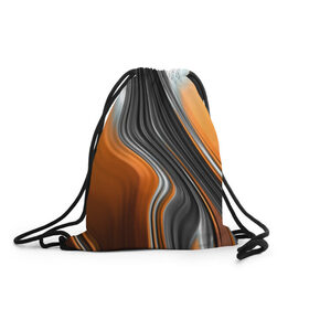 Рюкзак-мешок 3D с принтом абстрация в Санкт-Петербурге, 100% полиэстер | плотность ткани — 200 г/м2, размер — 35 х 45 см; лямки — толстые шнурки, застежка на шнуровке, без карманов и подкладки | абстракция | белое | волны | оранжевое | полосы | серое | узор | черное