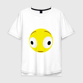 Мужская футболка хлопок Oversize с принтом Проклятый эмодзи в Санкт-Петербурге, 100% хлопок | свободный крой, круглый ворот, “спинка” длиннее передней части | cursed | emoji | смайл | удивление | эмодзи