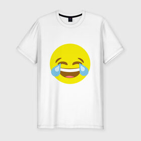 Мужская футболка хлопок Slim с принтом Эмоджи смех в Санкт-Петербурге, 92% хлопок, 8% лайкра | приталенный силуэт, круглый вырез ворота, длина до линии бедра, короткий рукав | cursed | emoji | ржака | смайл | смех | эмодзи