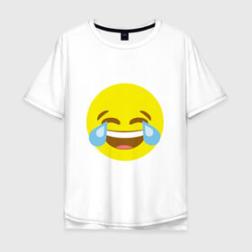 Мужская футболка хлопок Oversize с принтом Эмоджи смех в Санкт-Петербурге, 100% хлопок | свободный крой, круглый ворот, “спинка” длиннее передней части | cursed | emoji | ржака | смайл | смех | эмодзи