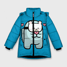Зимняя куртка для девочек 3D с принтом Nyan Cat (Among Us) в Санкт-Петербурге, ткань верха — 100% полиэстер; подклад — 100% полиэстер, утеплитель — 100% полиэстер. | длина ниже бедра, удлиненная спинка, воротник стойка и отстегивающийся капюшон. Есть боковые карманы с листочкой на кнопках, утяжки по низу изделия и внутренний карман на молнии. 

Предусмотрены светоотражающий принт на спинке, радужный светоотражающий элемент на пуллере молнии и на резинке для утяжки. | Тематика изображения на принте: among | among us | cat | cats | crewmate | game | impistor | nyan | space | us | vote | выживший | игра | космос | кот | котейка | котэ | кошка | кэт | невиновный | нян | предатель | самозванец | сердечки | сердечко | сердца | сердце