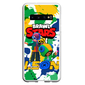 Чехол для Samsung Galaxy S10 с принтом BRAWL STARS LEON. в Санкт-Петербурге, Силикон | Область печати: задняя сторона чехла, без боковых панелей | Тематика изображения на принте: 8 bit | brawl stars | colette | crow | gale | leon | max | mecha | mecha crow | mr.p | sally leon | shark | tara | virus 8 bit | werewolf leon | акула | берли | бравл старс | ворон | коллет | макс | оборотень