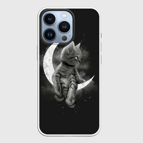 Чехол для iPhone 13 Pro с принтом Котик на луне в Санкт-Петербурге,  |  | Тематика изображения на принте: cat | likee | tik tok | астронавт | вселенная | галактика | грозовой кошак | дым | звезда | космос | кот | кот в космосе | кот на луне | котик | кошак | кошечка | кошка | лайки | луна | милый кот | мур | мяу | облако