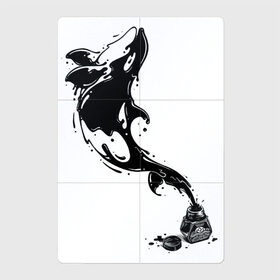 Магнитный плакат 2Х3 с принтом Чернильная касатка в Санкт-Петербурге, Полимерный материал с магнитным слоем | 6 деталей размером 9*9 см | арт | белый | капли | капля | касатка | рисунок | чернила | чернильный рисунок | чёрный