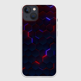 Чехол для iPhone 13 с принтом Light Background в Санкт-Петербурге,  |  | art | background | geometry | hexagons | neon | texture | арт | геометрия | неон | текстура | фон | шестигранники