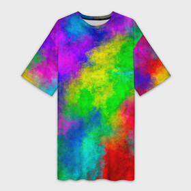 Платье-футболка 3D с принтом Multicolored в Санкт-Петербурге,  |  | abstract | colorful | holi | neon | pattern | rainbow | texture | абстракция | граффити | дым | искусство | кислота | кислотный | краска | красочный | микс | неоновый | облака | радуга | радужный | текстура | туман | узор | холи