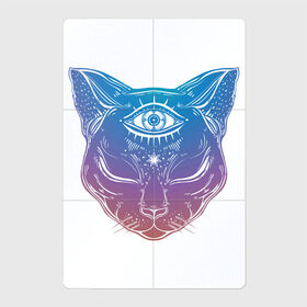 Магнитный плакат 2Х3 с принтом Просветлённый кот в Санкт-Петербурге, Полимерный материал с магнитным слоем | 6 деталей размером 9*9 см | арт | глаз | градиент | кот | кошка | мудрость | просветлённый | рисунок | третий глаз