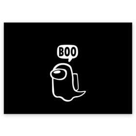 Поздравительная открытка с принтом BOO (Among Us) в Санкт-Петербурге, 100% бумага | плотность бумаги 280 г/м2, матовая, на обратной стороне линовка и место для марки
 | among | among us | boo | crewmate | game | ghost | impistor | space | us | vote | бу | буу | выживший | игра | космос | невиновный | предатель | приведение | призрак | самозванец