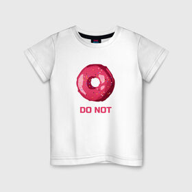 Детская футболка хлопок с принтом Пончик DO NOT в Санкт-Петербурге, 100% хлопок | круглый вырез горловины, полуприлегающий силуэт, длина до линии бедер | donut | food | pink | еда | игра слов | пончик | розовый