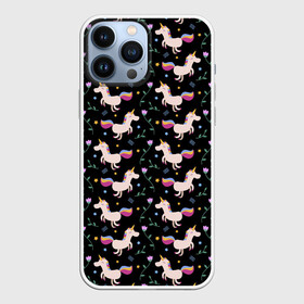 Чехол для iPhone 13 Pro Max с принтом Unicorns pattern в Санкт-Петербурге,  |  | flower | hoofs | horn | leaf | mane | pattern | star | unicorn | грива | единорог | звезда | копыта | лист | рог | узор | цветок