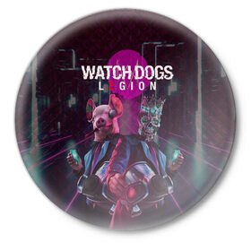 Значок с принтом Watch Dogs: Legion в Санкт-Петербурге,  металл | круглая форма, металлическая застежка в виде булавки | будущее | киберпанк | маски | череп