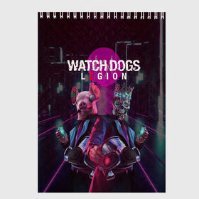 Скетчбук с принтом Watch Dogs: Legion в Санкт-Петербурге, 100% бумага
 | 48 листов, плотность листов — 100 г/м2, плотность картонной обложки — 250 г/м2. Листы скреплены сверху удобной пружинной спиралью | будущее | киберпанк | маски | череп
