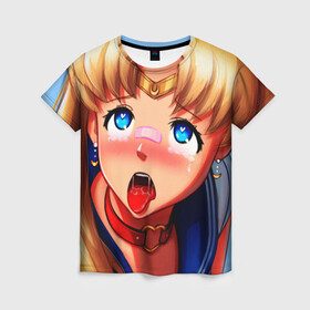 Женская футболка 3D с принтом SAILOR MOON AHEGAO в Санкт-Петербурге, 100% полиэфир ( синтетическое хлопкоподобное полотно) | прямой крой, круглый вырез горловины, длина до линии бедер | Тематика изображения на принте: ahegao | anime | sailor moon | sailor moon ahegao | аниме | ахегао | сейлор мун | сейлор мун ахегао | сэйлор мун