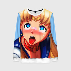 Женский свитшот 3D с принтом SAILOR MOON AHEGAO в Санкт-Петербурге, 100% полиэстер с мягким внутренним слоем | круглый вырез горловины, мягкая резинка на манжетах и поясе, свободная посадка по фигуре | Тематика изображения на принте: ahegao | anime | sailor moon | sailor moon ahegao | аниме | ахегао | сейлор мун | сейлор мун ахегао | сэйлор мун