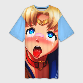 Платье-футболка 3D с принтом SAILOR MOON AHEGAO в Санкт-Петербурге,  |  | Тематика изображения на принте: ahegao | anime | sailor moon | sailor moon ahegao | аниме | ахегао | сейлор мун | сейлор мун ахегао | сэйлор мун