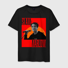 Мужская футболка хлопок с принтом SLAVA MARLOW в Санкт-Петербурге, 100% хлопок | прямой крой, круглый вырез горловины, длина до линии бедер, слегка спущенное плечо. | slava marlow | артемготлиб | моргенштерн | рэп