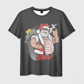 Мужская футболка 3D с принтом Плохой санта в Санкт-Петербурге, 100% полиэфир | прямой крой, круглый вырез горловины, длина до линии бедер | 