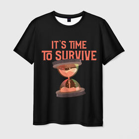 Мужская футболка 3D с принтом Время выживать в Санкт-Петербурге, 100% полиэфир | прямой крой, круглый вырез горловины, длина до линии бедер | covid | survive | time | апокалипсис | вирус | выживание | выжить | ковид | коронавирус | песочные часы | постапокалипсис