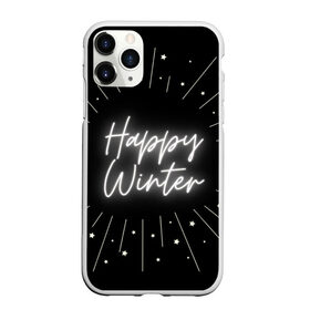 Чехол для iPhone 11 Pro Max матовый с принтом Happy Winter в Санкт-Петербурге, Силикон |  | happy | winte | звезды | зима | небо | снег | черно белый | черный