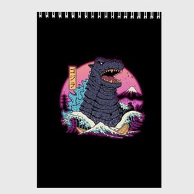 Скетчбук с принтом Godzilla в Санкт-Петербурге, 100% бумага
 | 48 листов, плотность листов — 100 г/м2, плотность картонной обложки — 250 г/м2. Листы скреплены сверху удобной пружинной спиралью | Тематика изображения на принте: аниме. арт | годзилла | монстр | япония