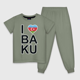 Детская пижама хлопок с принтом Baku в Санкт-Петербурге, 100% хлопок |  брюки и футболка прямого кроя, без карманов, на брюках мягкая резинка на поясе и по низу штанин
 | azerbaijan | baku | азербайджан | баку | герб | флаг