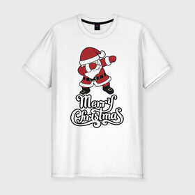 Мужская футболка хлопок Slim с принтом Merry christmas в Санкт-Петербурге, 92% хлопок, 8% лайкра | приталенный силуэт, круглый вырез ворота, длина до линии бедра, короткий рукав | 