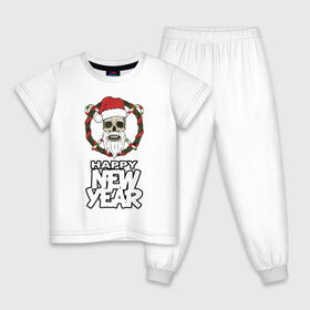Детская пижама хлопок с принтом Happy new year в Санкт-Петербурге, 100% хлопок |  брюки и футболка прямого кроя, без карманов, на брюках мягкая резинка на поясе и по низу штанин
 | 