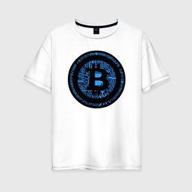Женская футболка хлопок Oversize с принтом Биткоин (bitcoin) в Санкт-Петербурге, 100% хлопок | свободный крой, круглый ворот, спущенный рукав, длина до линии бедер
 | bitcoin | bitcoin news | bitcoin news today | bitcoin price | bitcoin price prediction | bitcoin trading | btc | btc news | btc price | btc today | crypto | crypto news | cryptocurrency